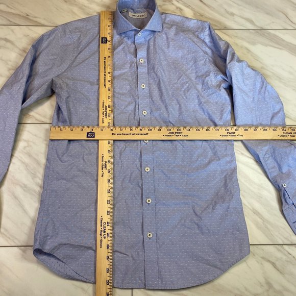 Twillory Blue Long Sleeve Button Down Cotton Tailored Fit 15.5 34/35 - Picture 8 of 8